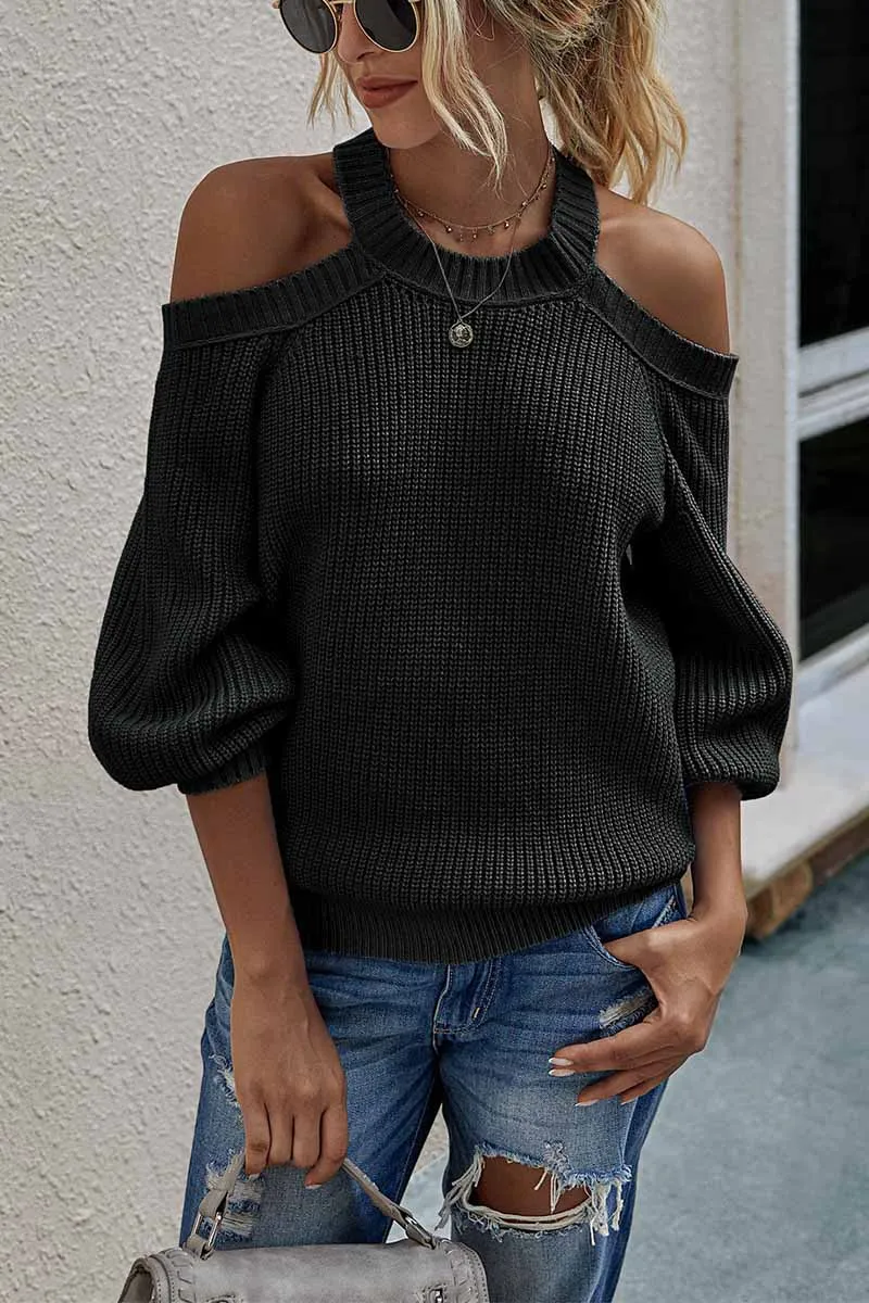 Chicindress Solid Off-shoulder Knitted Sweater