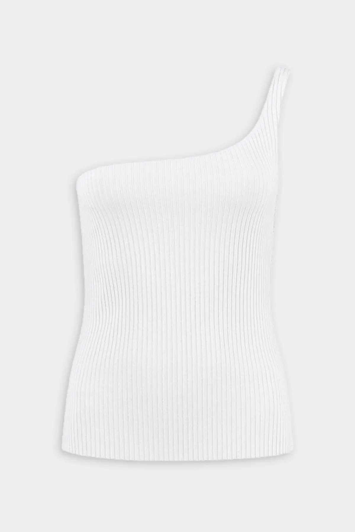 Chize One-Shoulder Knit Ribbed Top in White