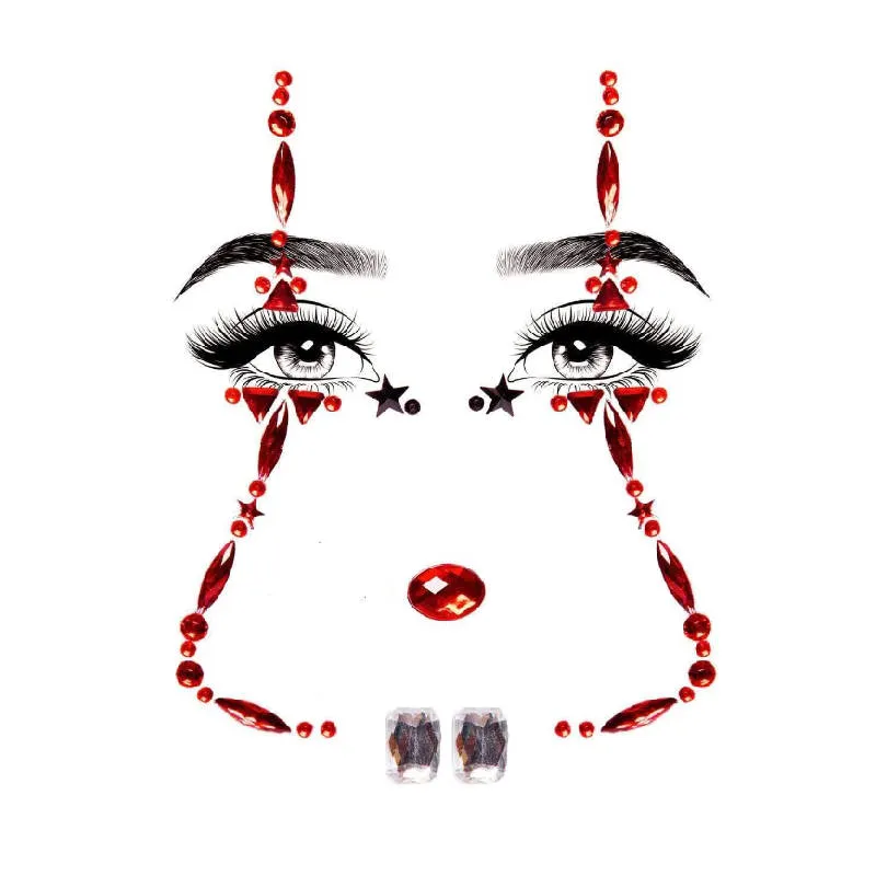 Clown Adhesive Face Jewels Sticker