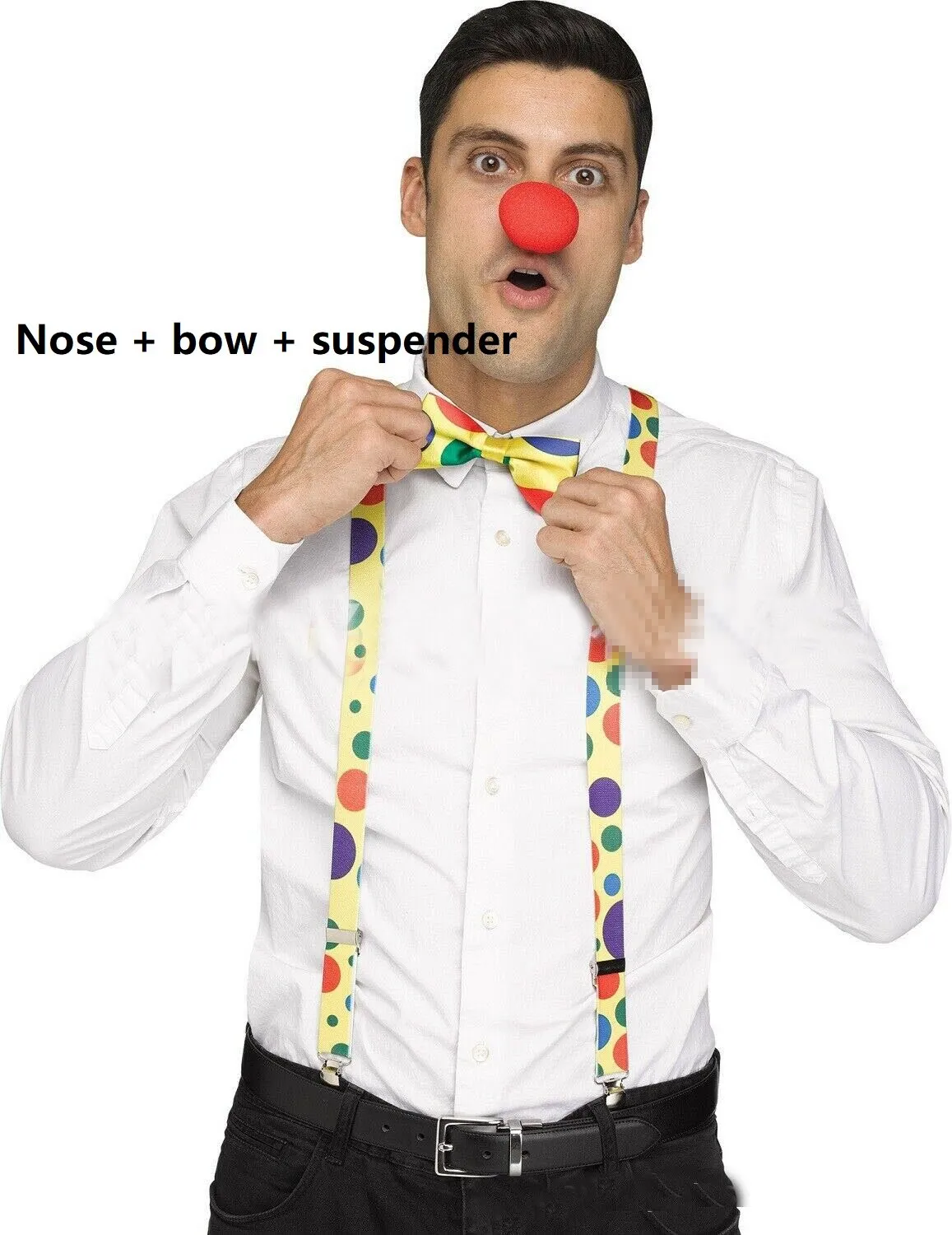 Clown Costume Set Wig Hat Nose Bow Tie  Accessories for Kids Adult Halloween  Party Circus Carnivals Cosplay  Props
