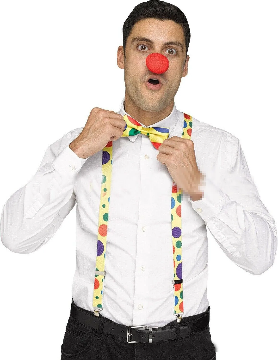 Clown Costume Set Wig Hat Nose Bow Tie  Accessories for Kids Adult Halloween  Party Circus Carnivals Cosplay  Props