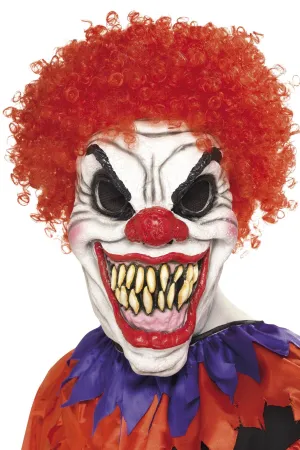 Clown Scary Mask with Red Curly Hair