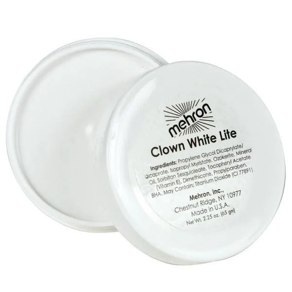 Clown White Mehron Makeup 56g Lite Professional Mime Face Greasepaint
