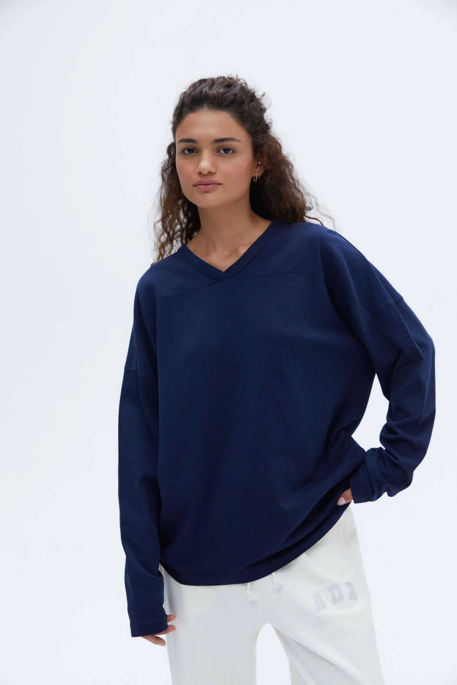 College Jersey T-shirt - Navy Blue/Marshmallow White