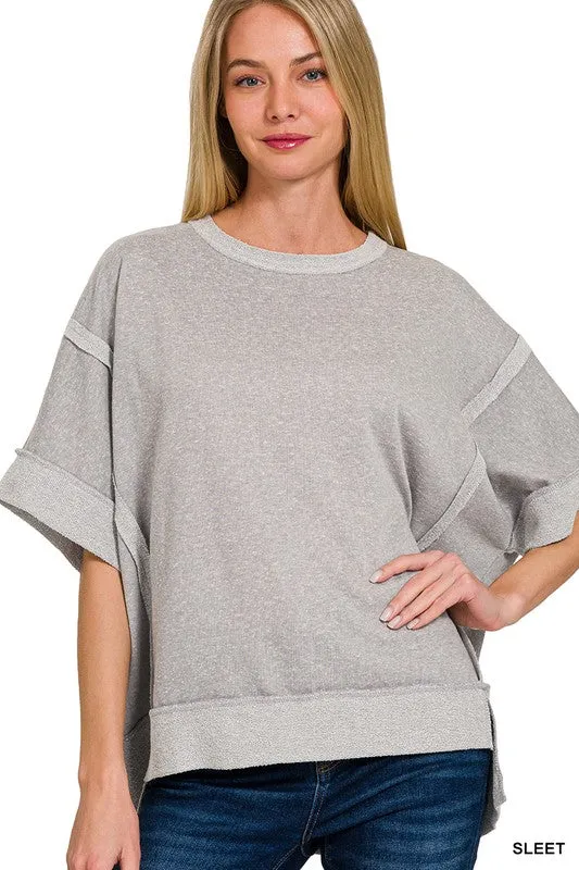 CONTRAST TRIM TOP-STITCHING DROP SHOULDER