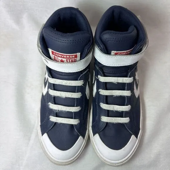 Converse Pro Blaze Strap Leather High Tops Youth 4 Navy‎ 670508C Lace up