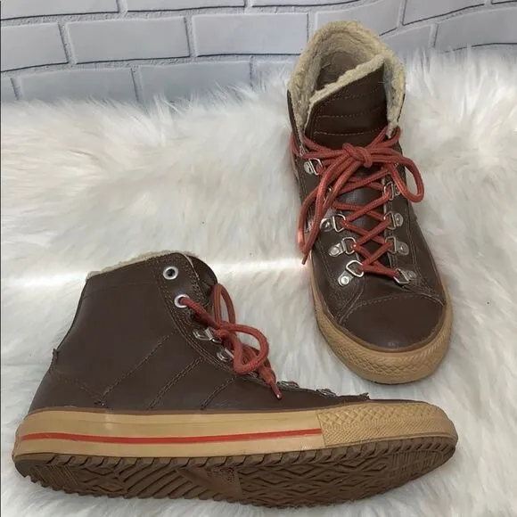 Converse Chuck Taylor Brown Leather Hi Tops Sz 5