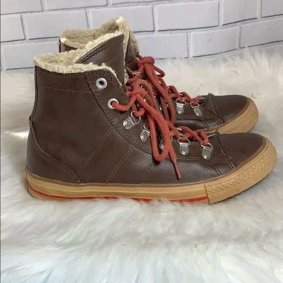 Converse Chuck Taylor Brown Leather Hi Tops Sz 5