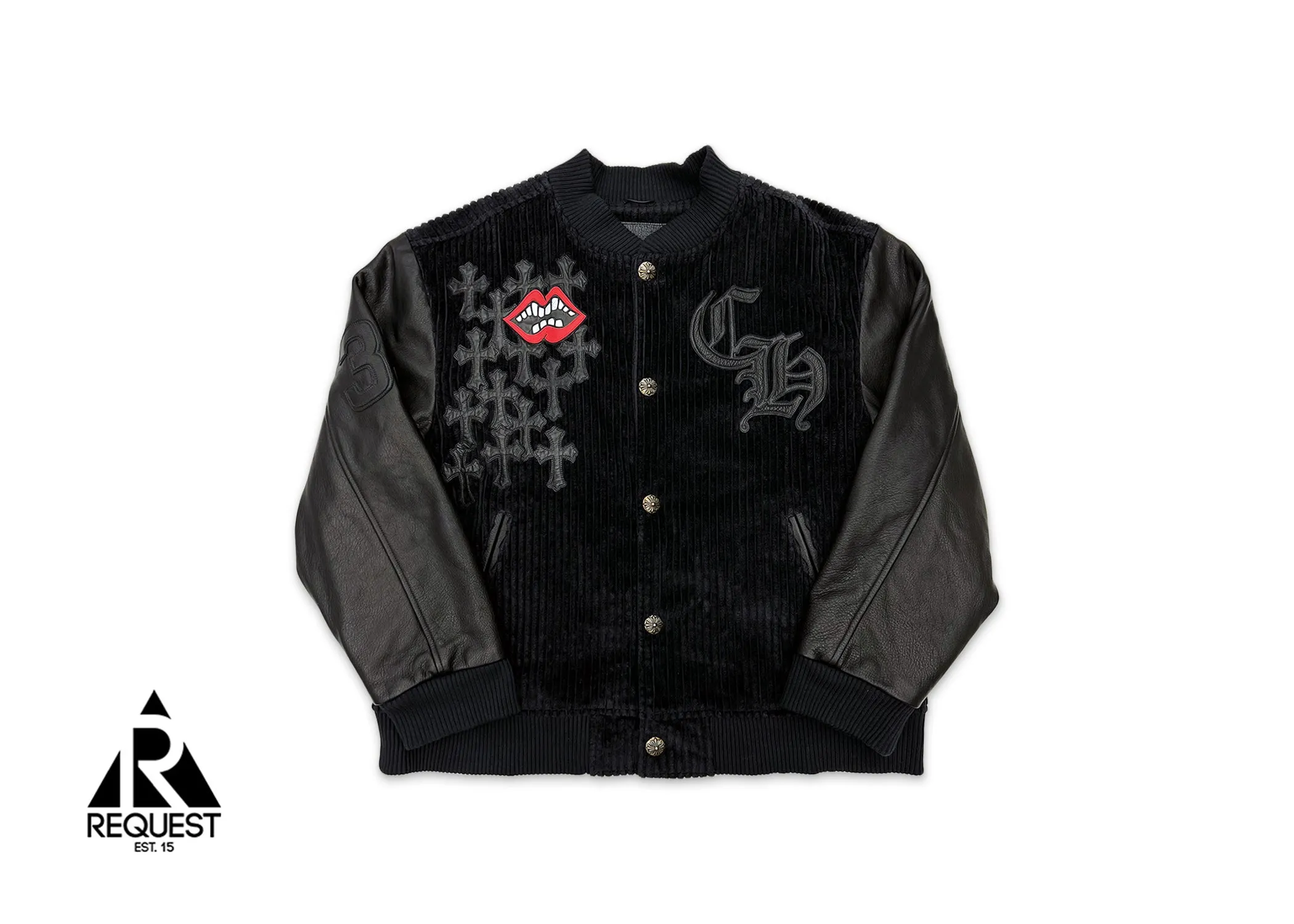 Corduroy & Leather Matty Boy Varsity Jacket "Black"
