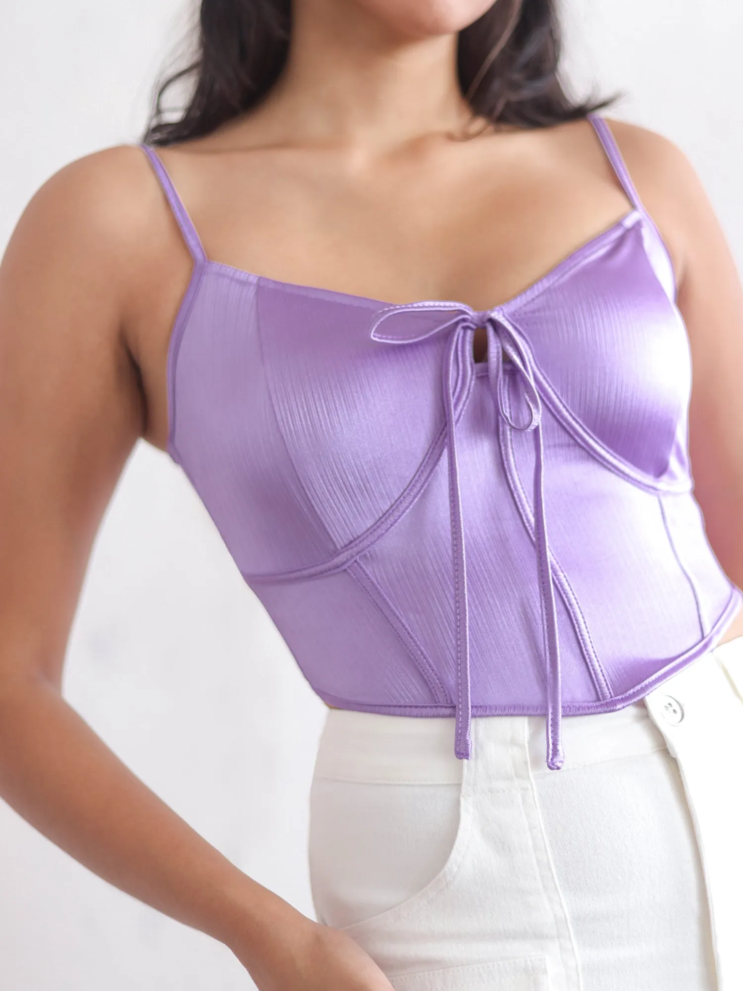 Corset Detaield Front Tie-up Top