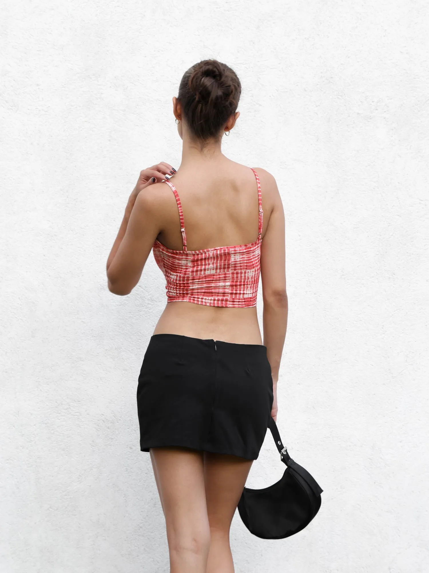 Corset Detail Printed Top