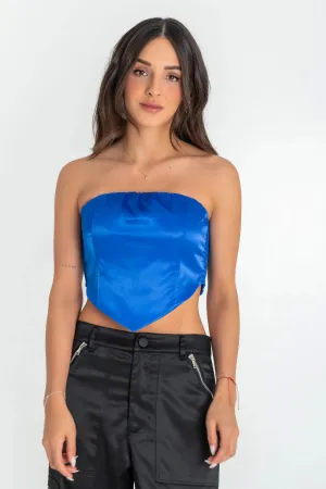 Corset satinado de escote curveado bajo v