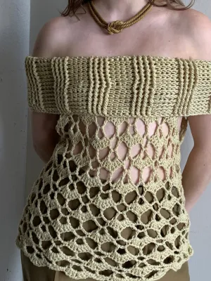 Crochet off shoulder knit top
