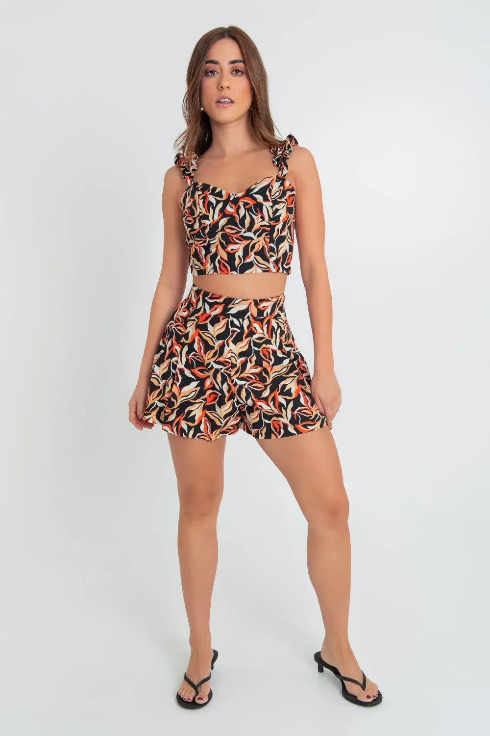 Crop top abstracto con tirantes olanes