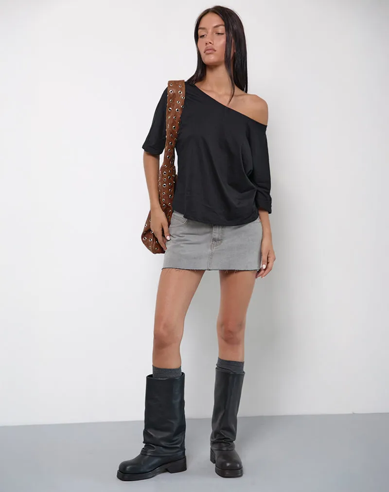 Daman Off-The-Shoulder Basic Top in Black