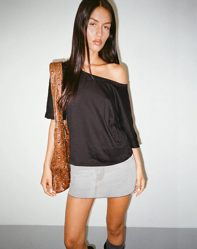 Daman Off-The-Shoulder Basic Top in Black