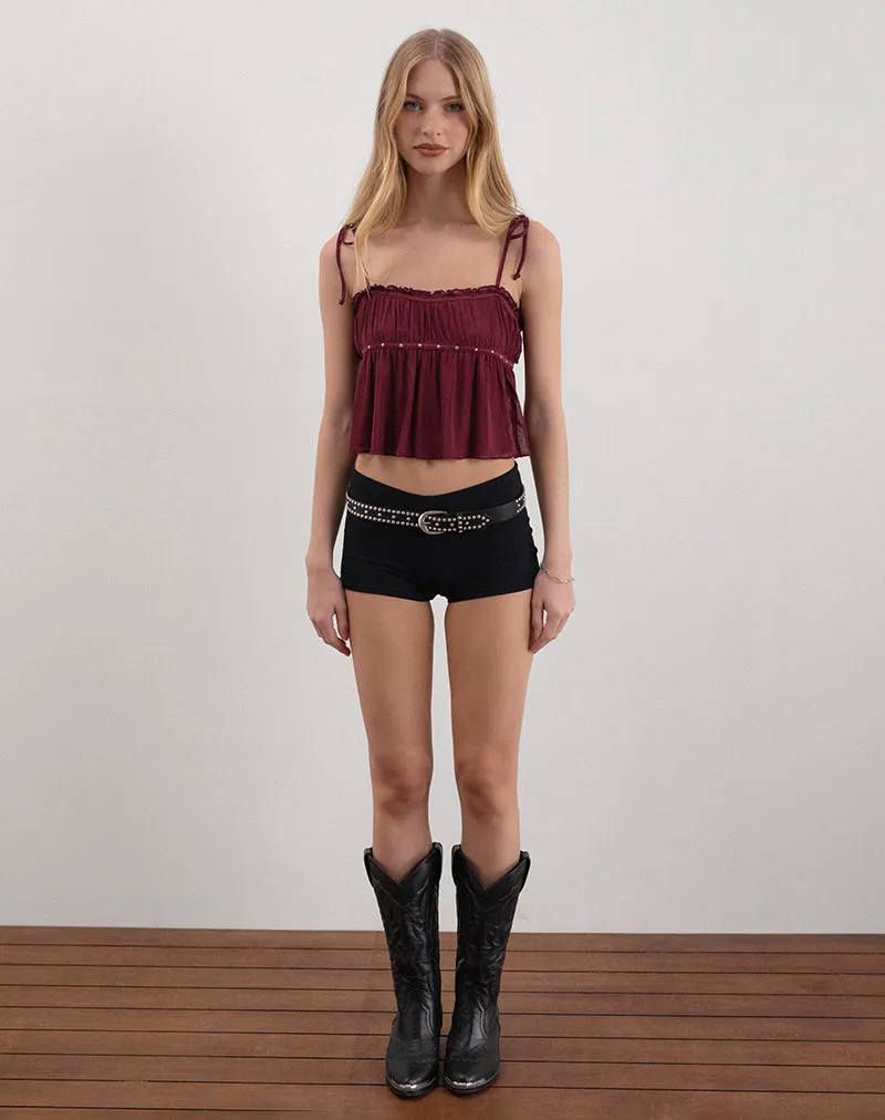 Damaris Cami Top in Wine with Studs