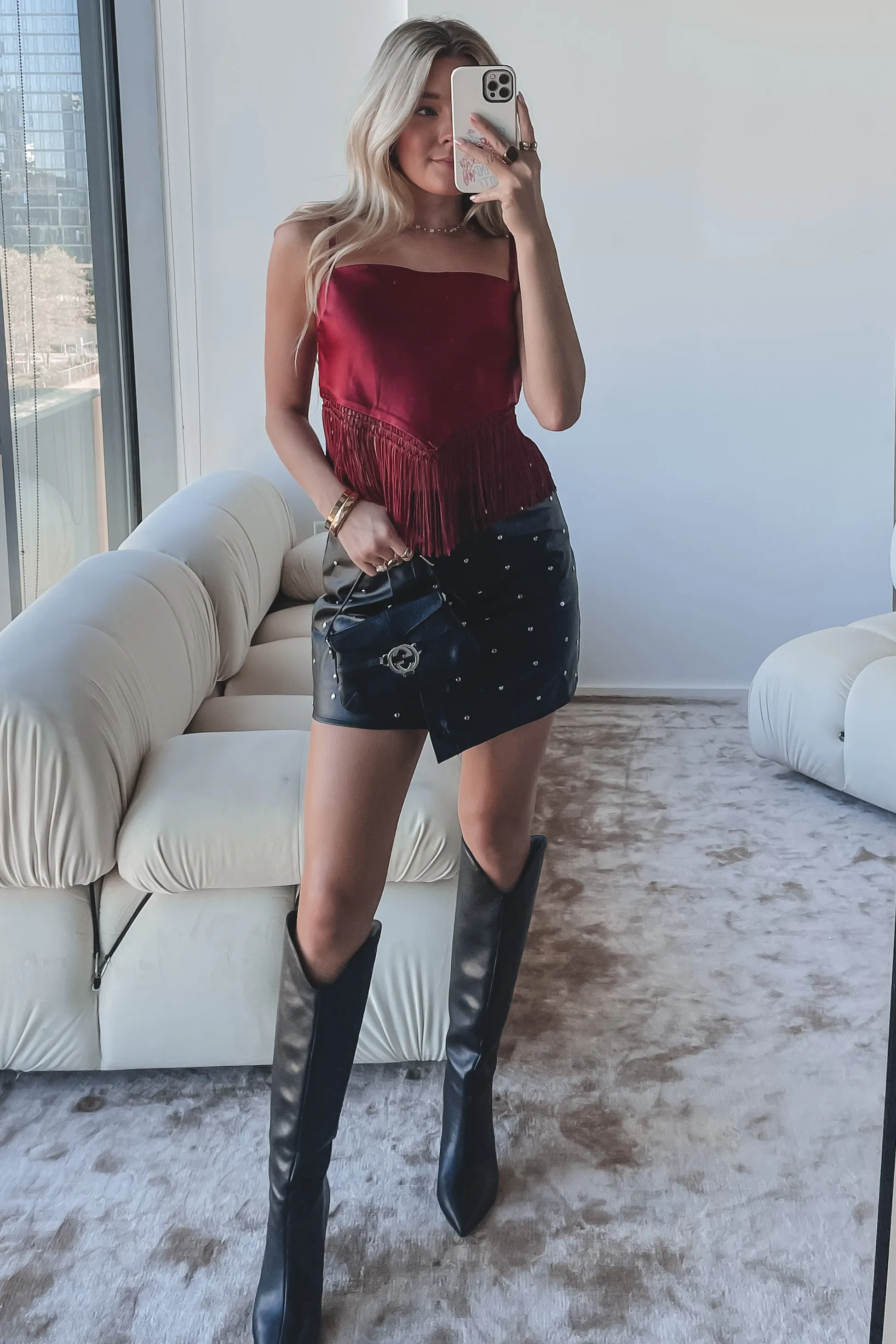 DEAL Here To Add A Little Sparkle Black Studded Skirt