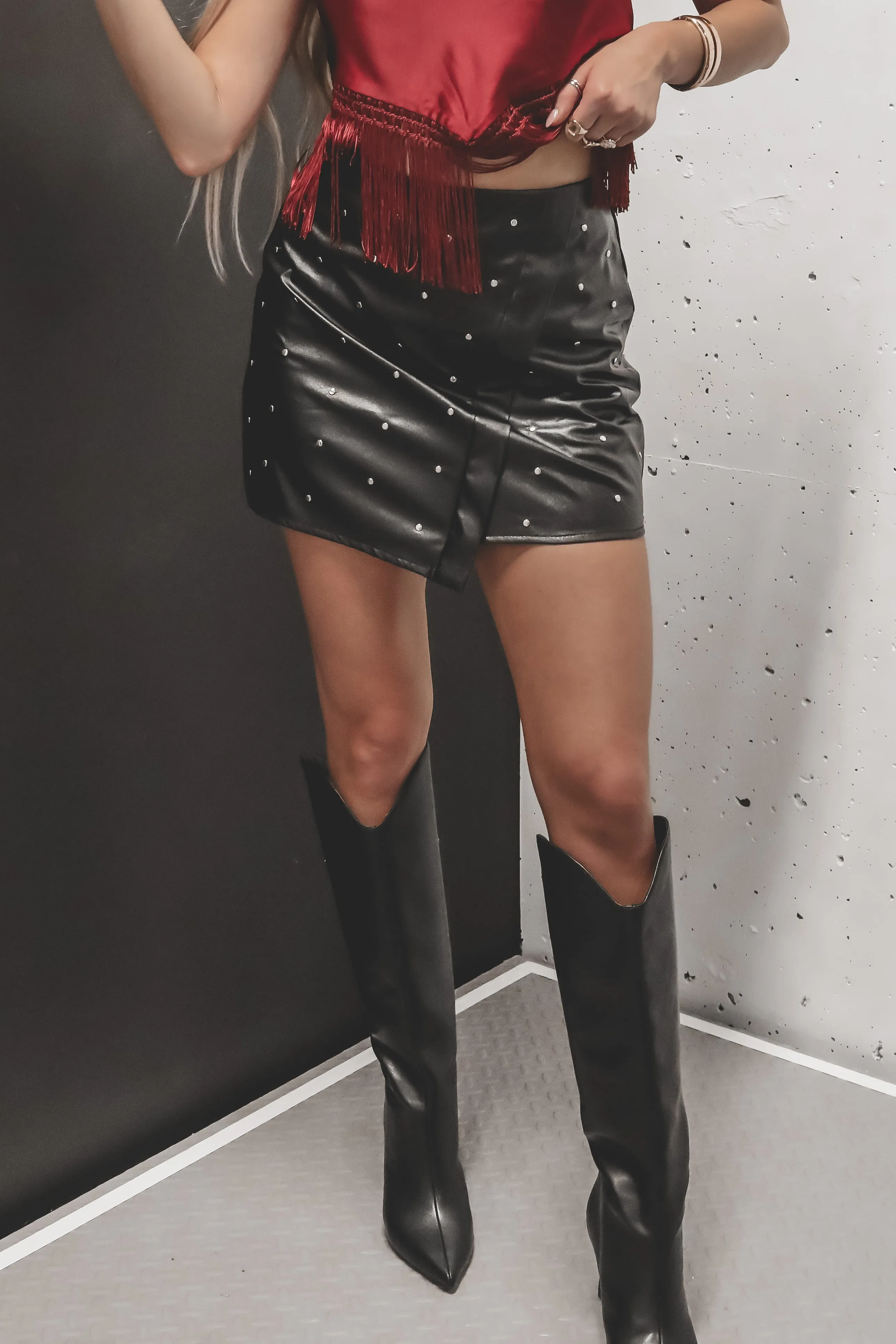 DEAL Here To Add A Little Sparkle Black Studded Skirt