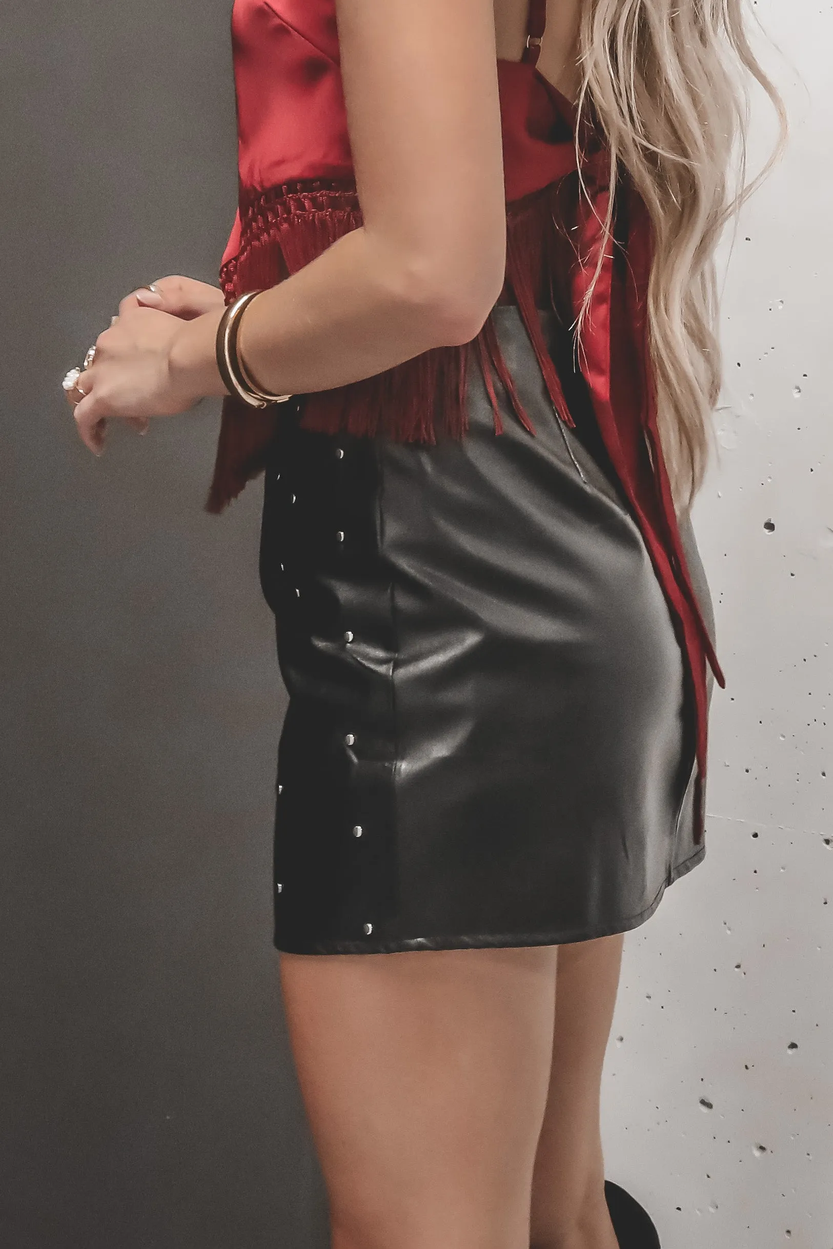 DEAL Here To Add A Little Sparkle Black Studded Skirt