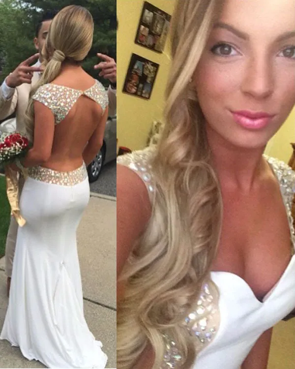 Delicate 2018 Burgundy Mermaid Prom Dresses Open Back Sexy Prom Party Gowns Beaded