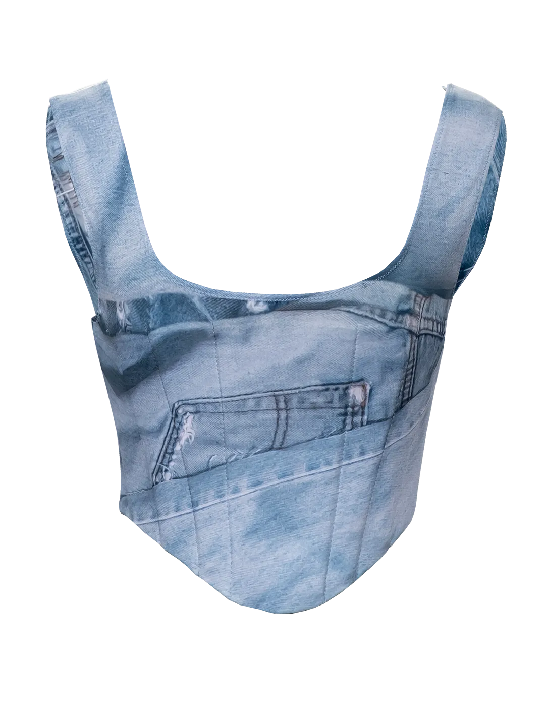Denim Print Corset Top
