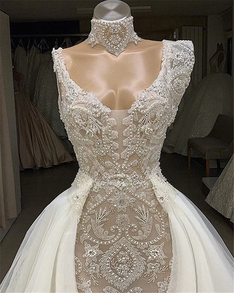 Detachable Train Wedding Bridal Gowns
