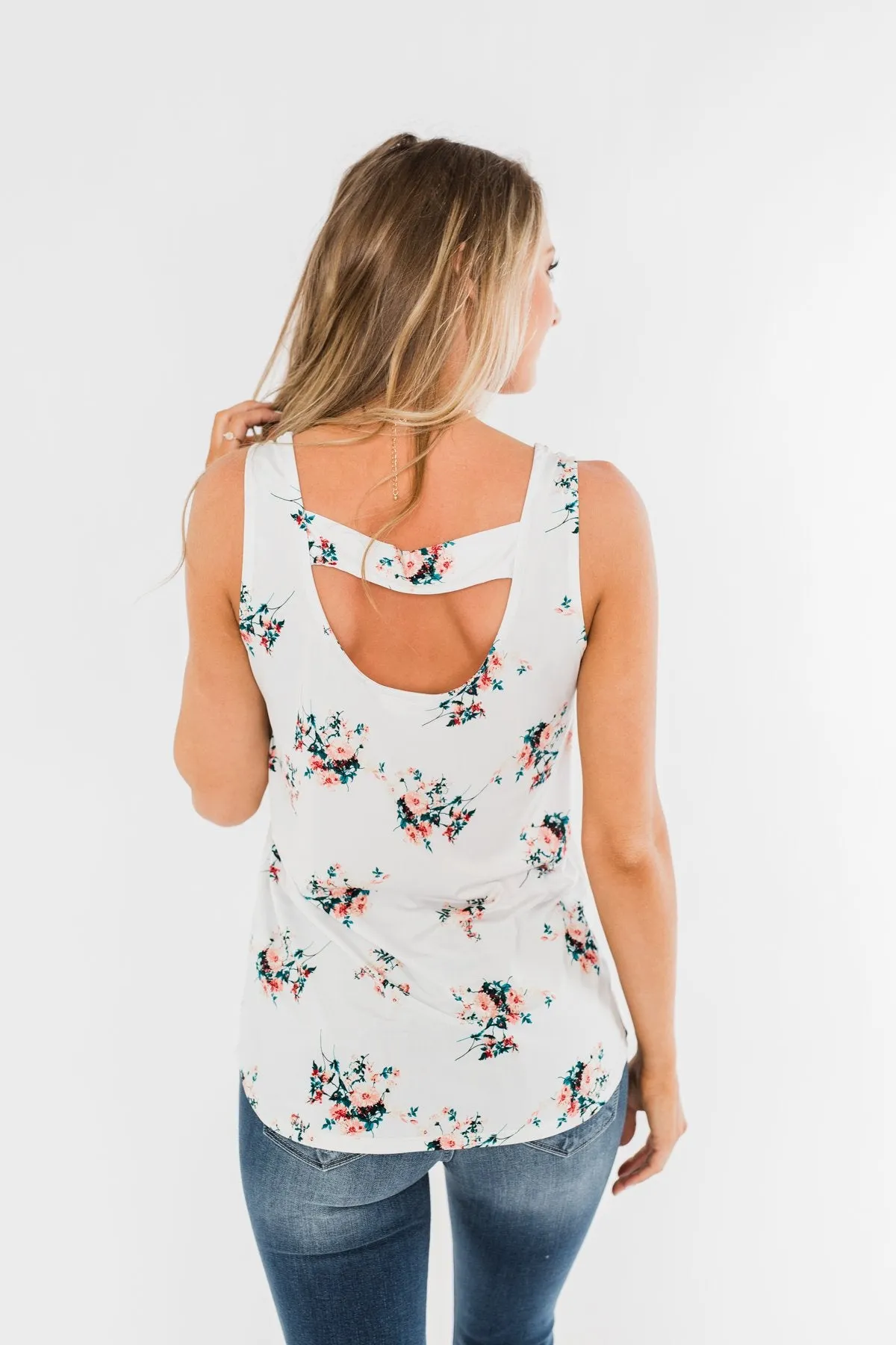 Easily Attracted Floral Tank Top- Off White