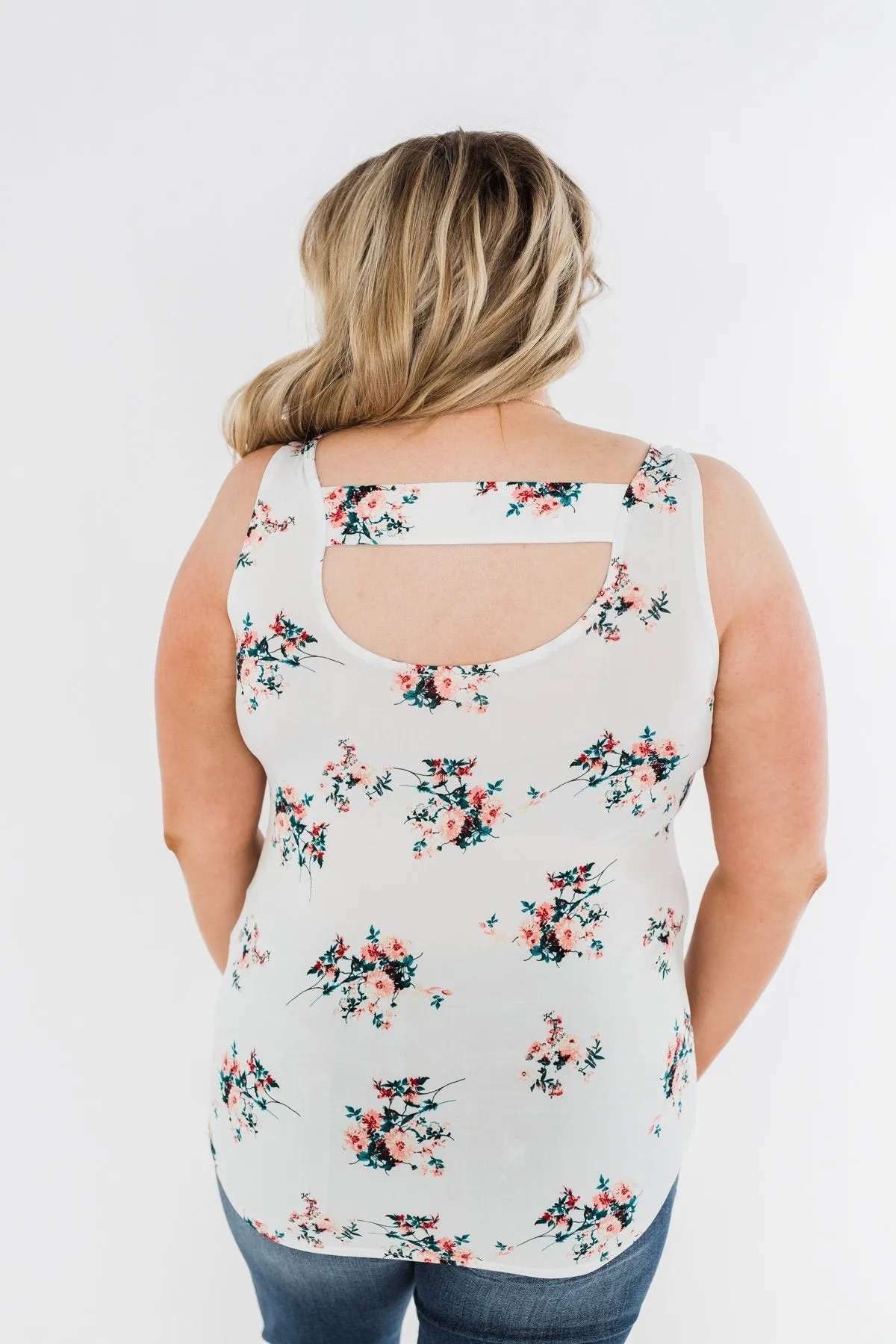 Easily Attracted Floral Tank Top- Off White
