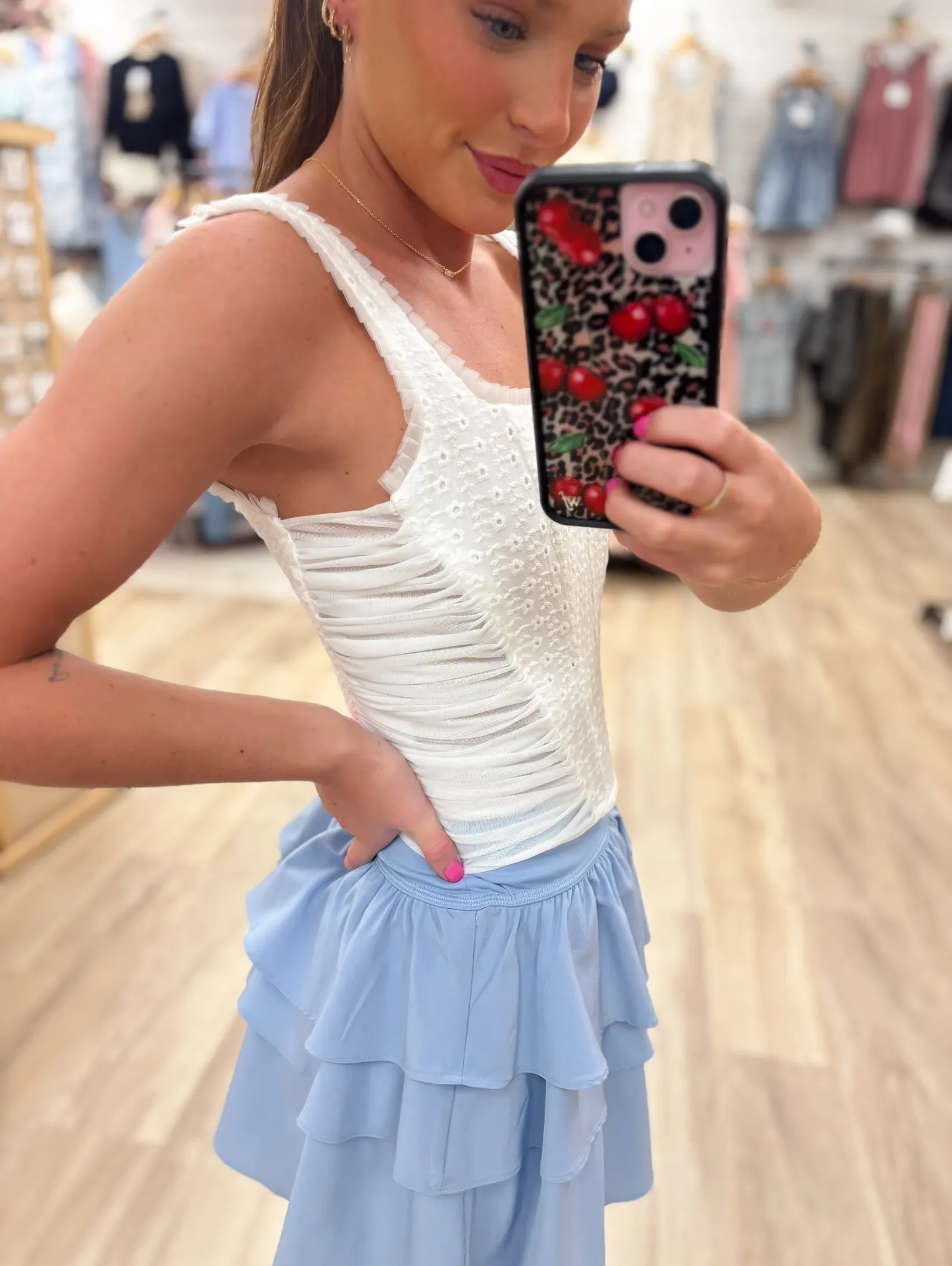 Elegant Eyelet Corset Off White Top