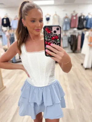 Elegant Eyelet Corset Off White Top