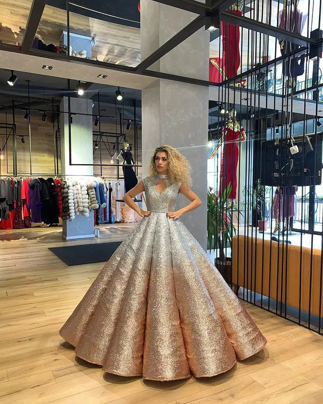 Elegant Gradient Quinceanera Dress High Neck Princess Ball Gowns vestidos de quinceañera Sweet 16 Dress