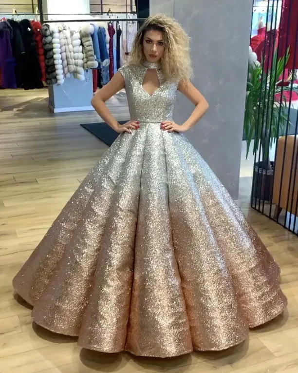 Elegant Gradient Quinceanera Dress High Neck Princess Ball Gowns vestidos de quinceañera Sweet 16 Dress
