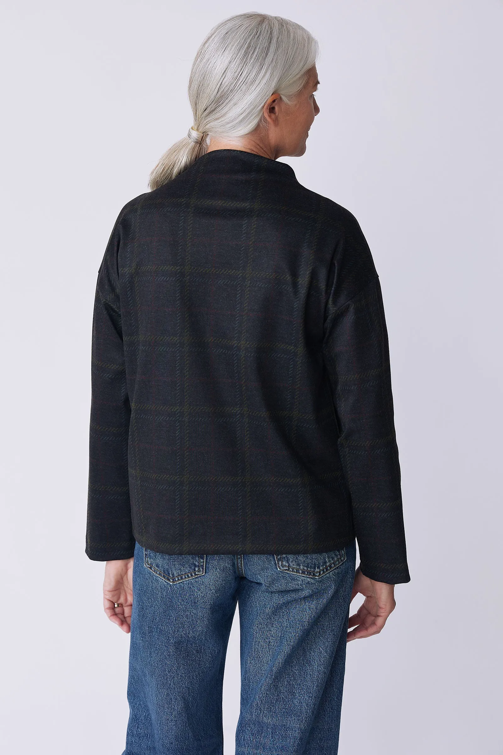 Ethel Mock Funnelneck Top - Multi Color Plaid