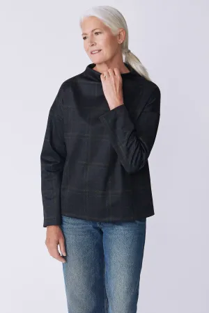 Ethel Mock Funnelneck Top - Multi Color Plaid