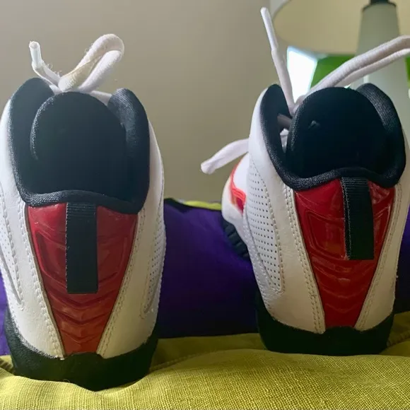 EUC Boys Michael Jordan Leather Hi-Tops- Red/White/Black - Size 13 C