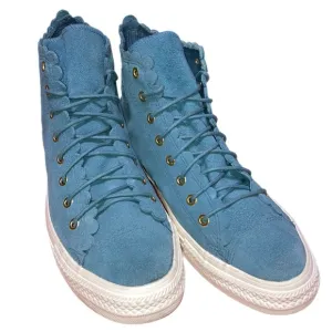 EUC Unique Scalloped Leather Converse High Tops Women's size 11