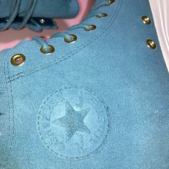 EUC Unique Scalloped Leather Converse High Tops Women's size 11