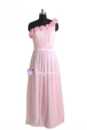 Fabulous Pink Bridesmaid Dress Light Pink Full Length Chiffon Party Dress (BM239L)