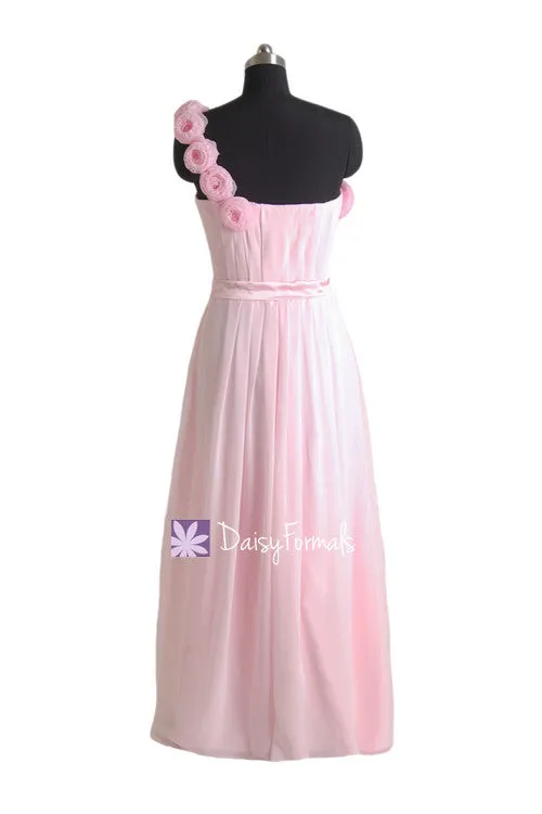 Fabulous Pink Bridesmaid Dress Light Pink Full Length Chiffon Party Dress (BM239L)
