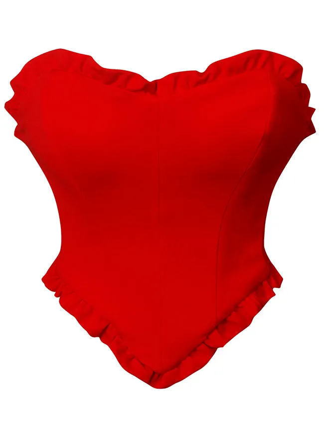 Fashion Strapless Heart-Shaped Open Back Lace Up Bustier Top