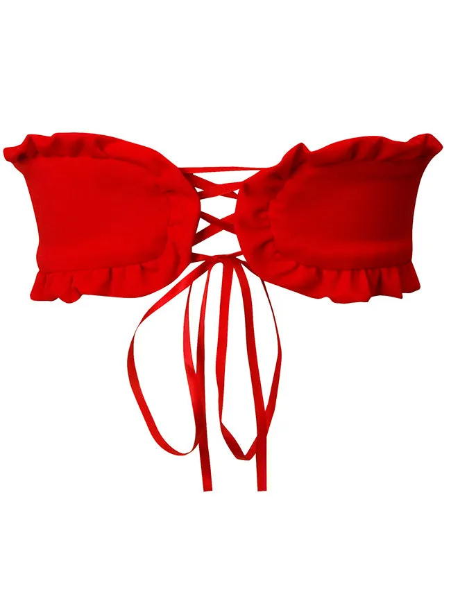 Fashion Strapless Heart-Shaped Open Back Lace Up Bustier Top