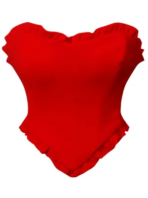 Fashion Strapless Heart-Shaped Open Back Lace Up Bustier Top