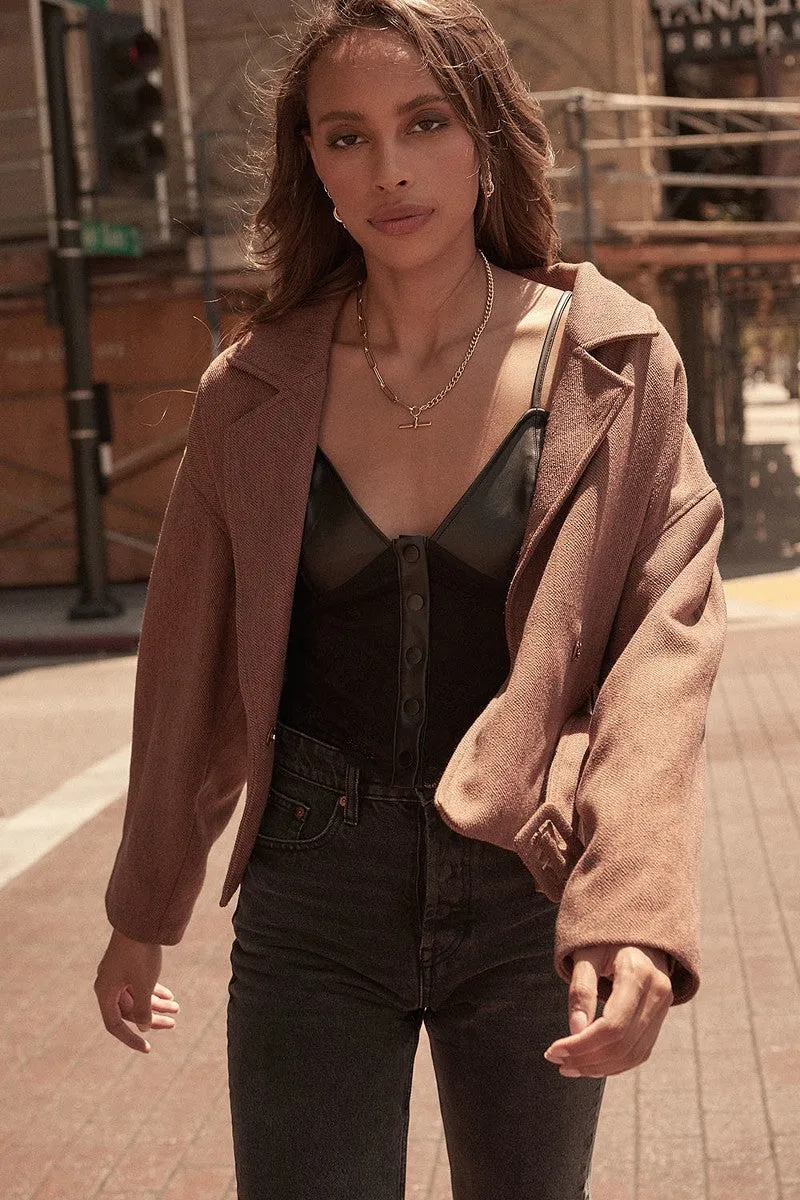Faux Leather And Lace Camisole Top