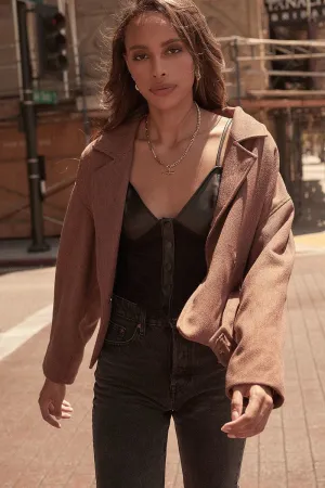 Faux Leather And Lace Camisole Top