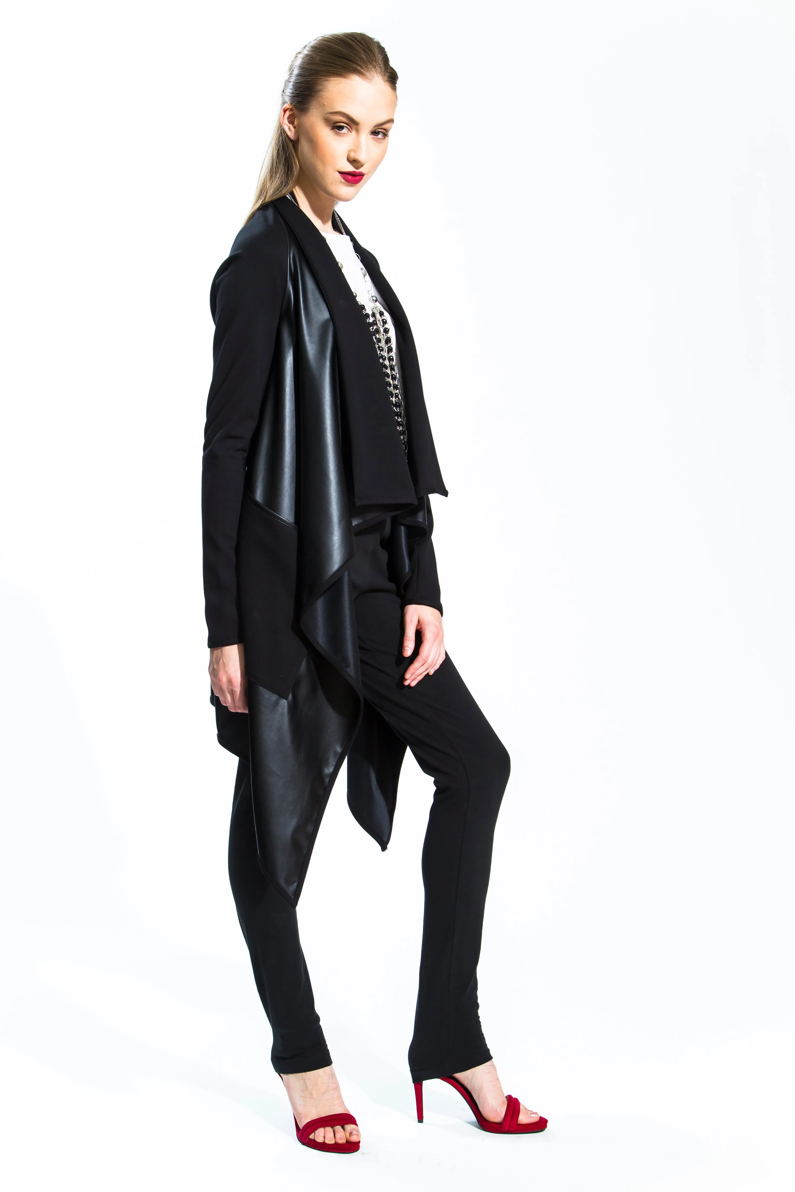 Faux Leather and Ponte Jacket (Style # 223J)