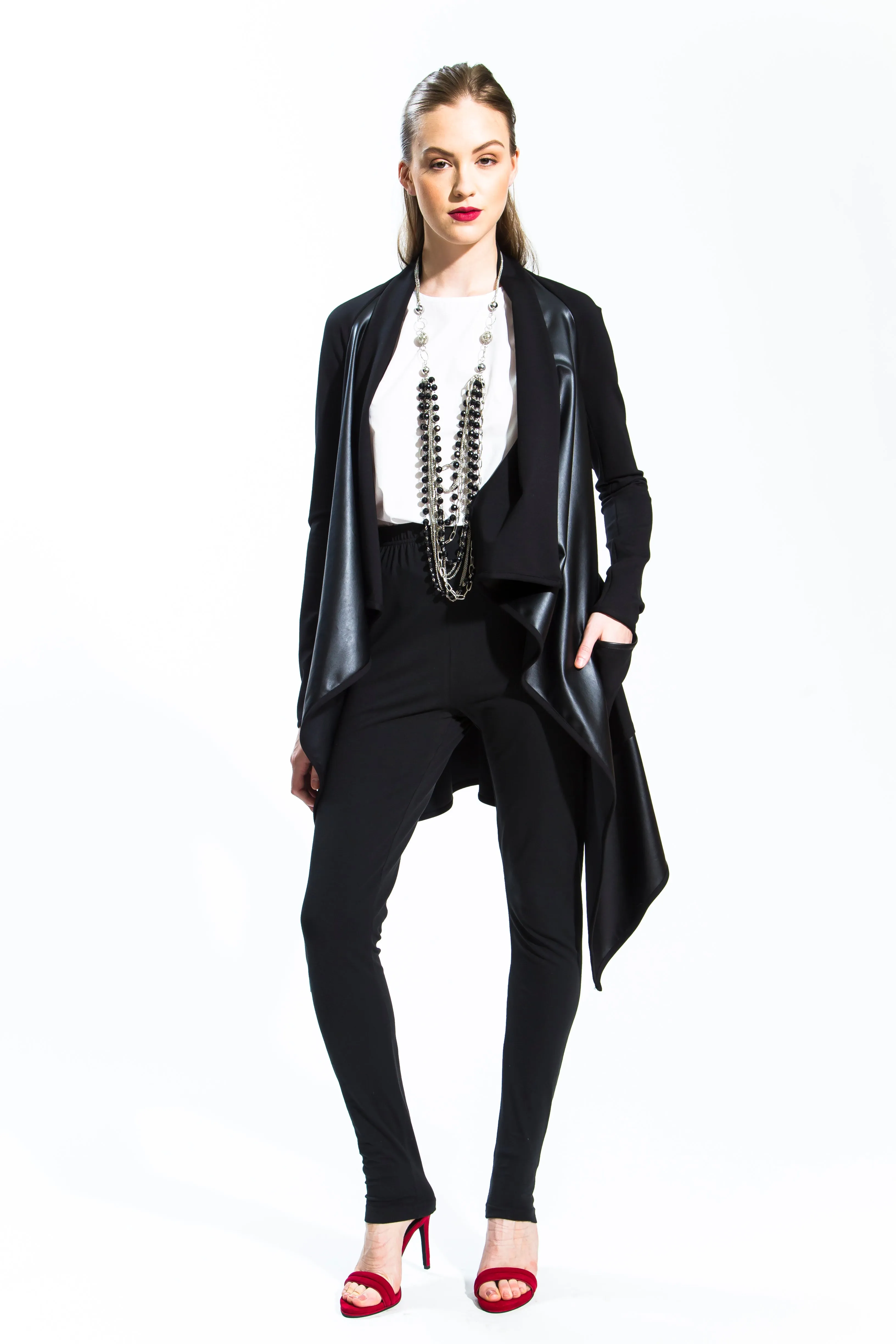 Faux Leather and Ponte Jacket (Style # 223J)