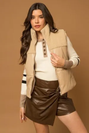 Faux Leather Sherpa Vest