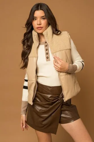 Faux Leather Sherpa Vest