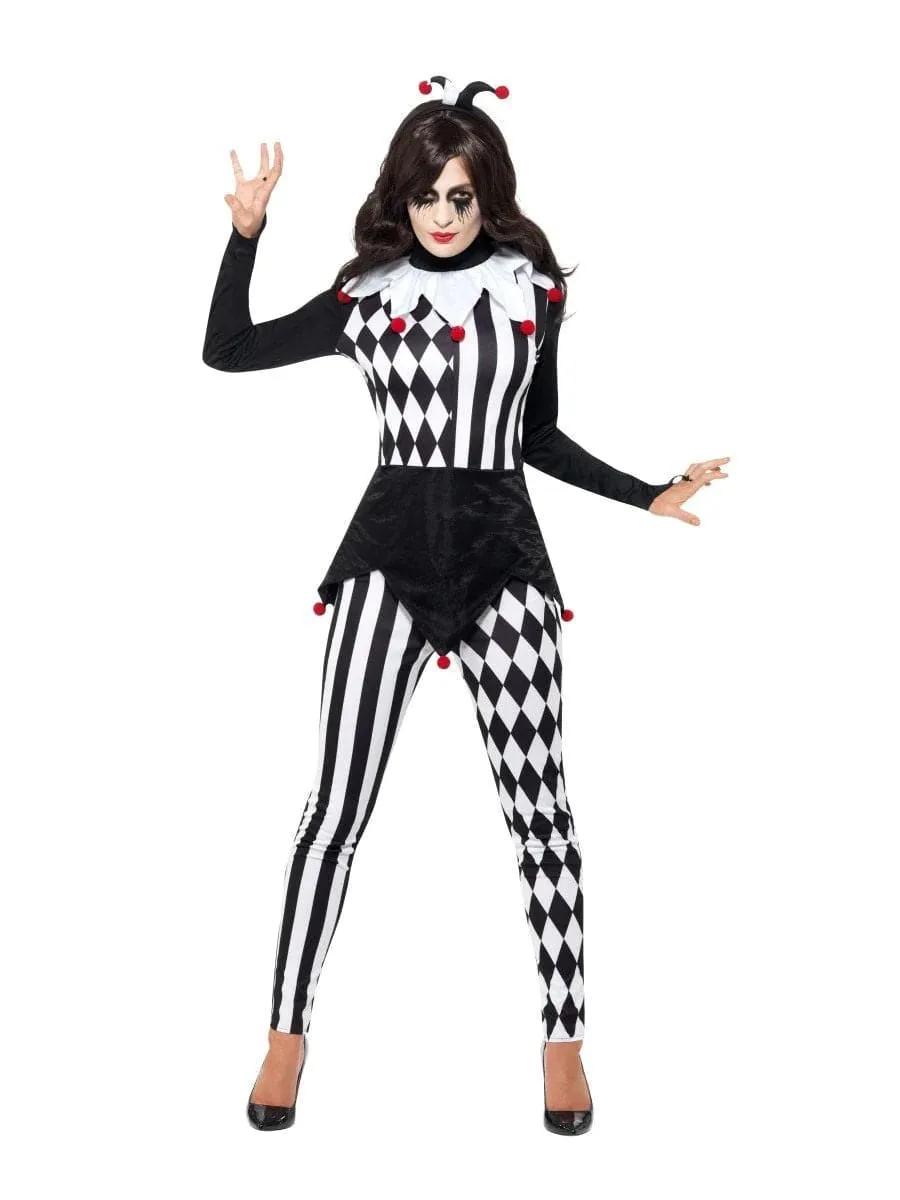 Female Jester Halloween Costume Black & White